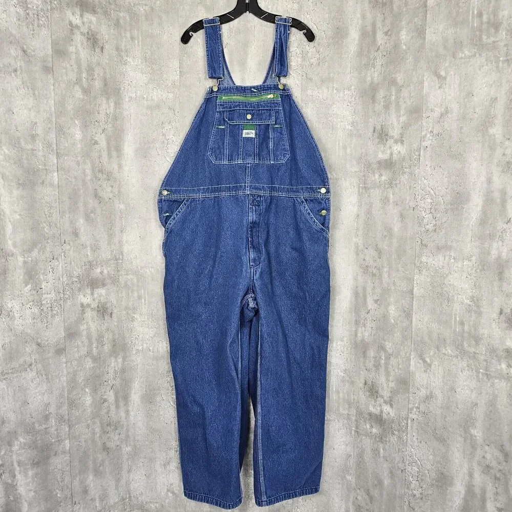 Liberty Bib Overalls Mens 46x30 Triple Stitched Denim Medium Wash Farmer Outdoor